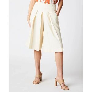 NEW Billy Reid Riding Culotte High Rise Pleated Linen Shorts Tinted White 2